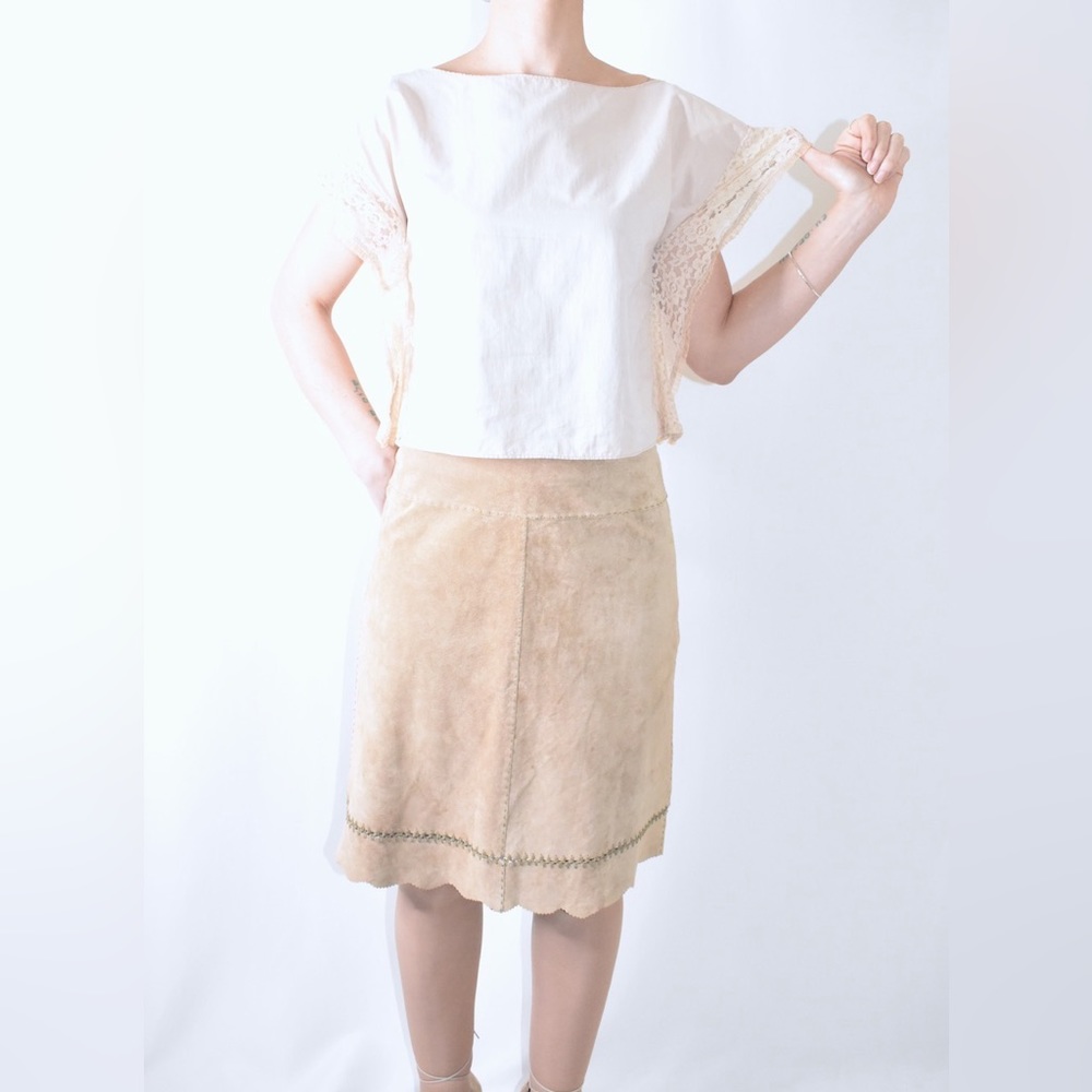 INC Vintage Suede Leather Skirt Size 8
